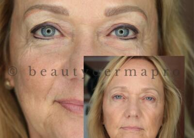 Microbladed brows and soft eyeliner with the shadow